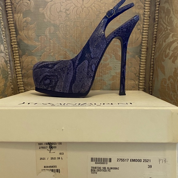 YSL Saint Laurent Tribtoo snakeskin Slingback Boa Exotico FCTUTU Pumps Purple 39 - Picture 2 of 16